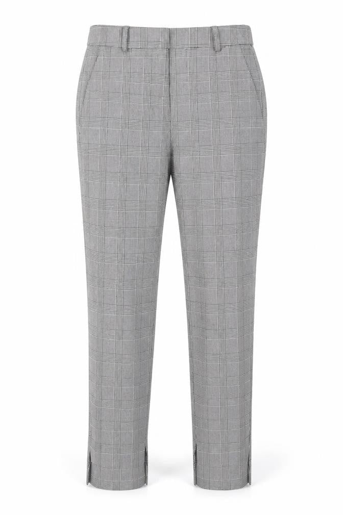 Zara Women Grey Check Slim Fit Tailored Trousers Size 6