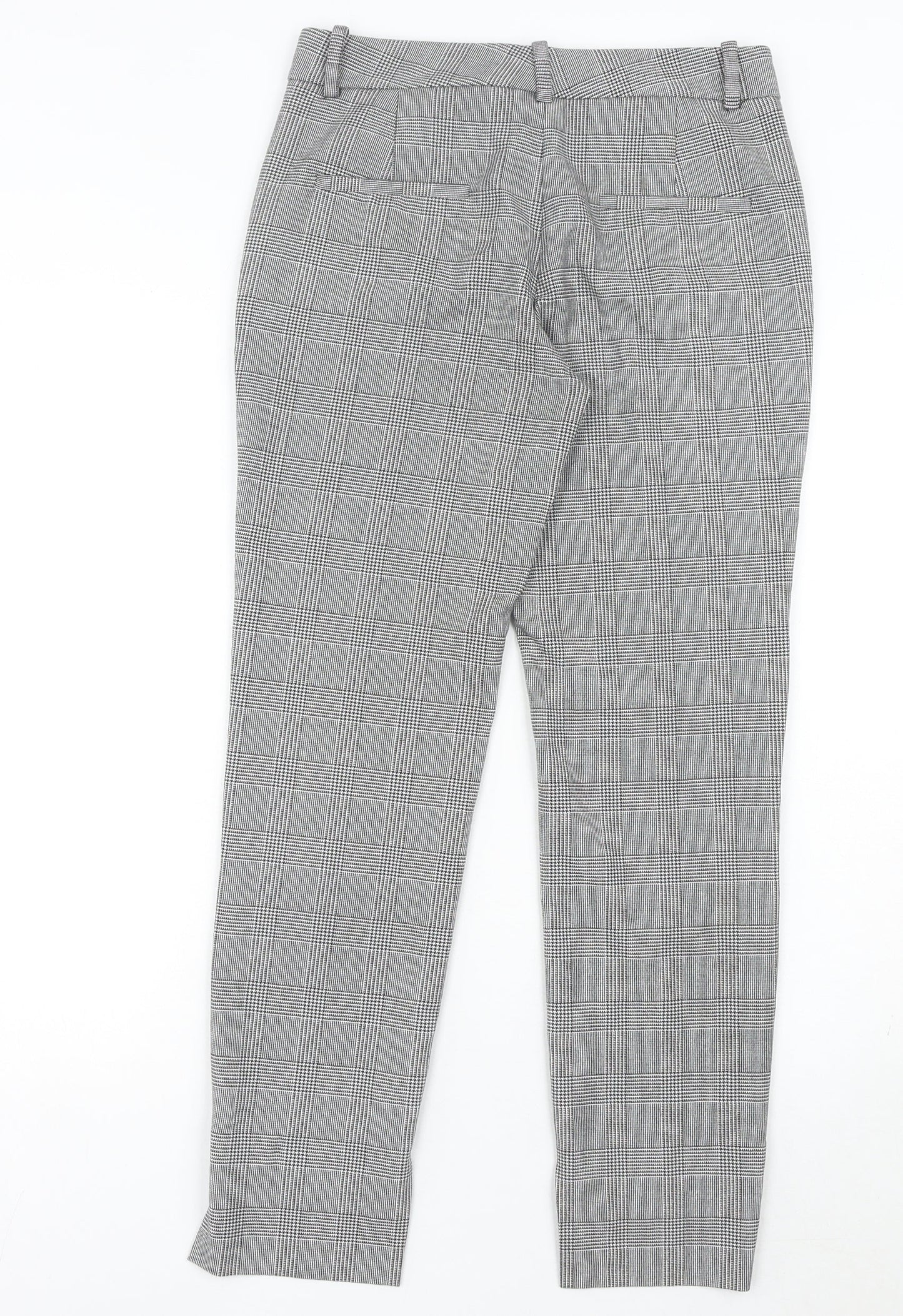 Zara Women Grey Check Slim Fit Tailored Trousers Size 6