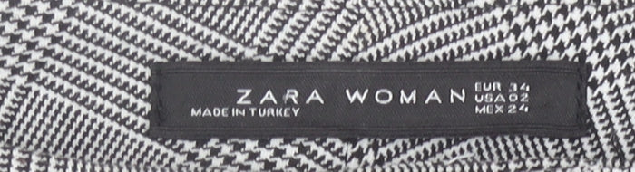 Zara Women Grey Check Slim Fit Tailored Trousers Size 6