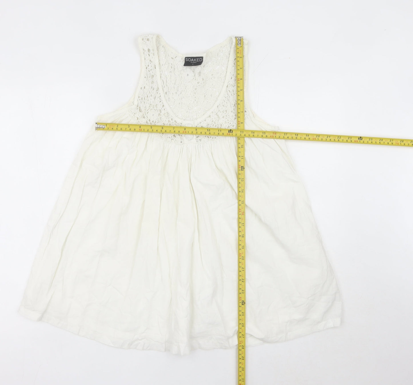 Soaked in Luxury Womens White Tank Top Camisole M Crochet Detail
