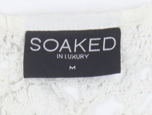 Soaked in Luxury Womens White Tank Top Camisole M Crochet Detail