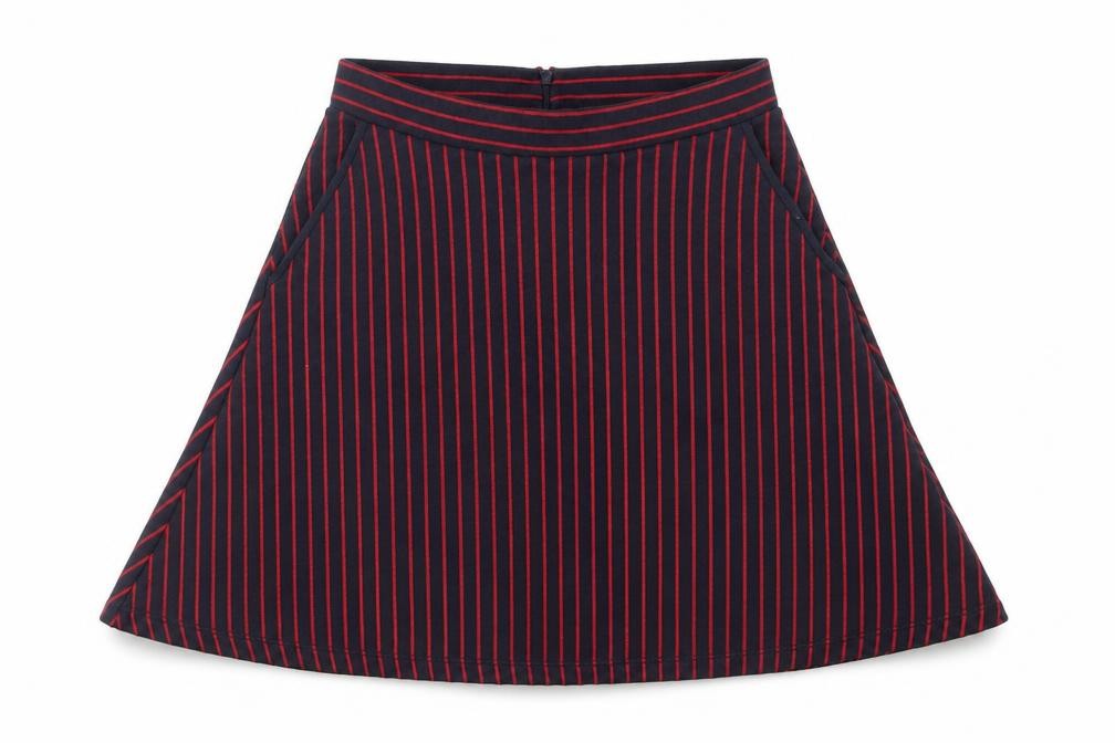 Esprit Women’s Black Red Striped A-Line Skirt M Knit Casual Work