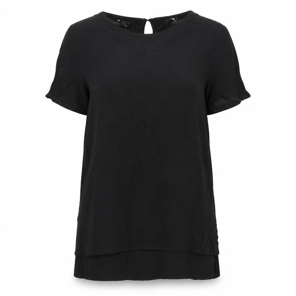 New Look Women’s Black Blouse Size 6 Short Sleeve Viscose Top