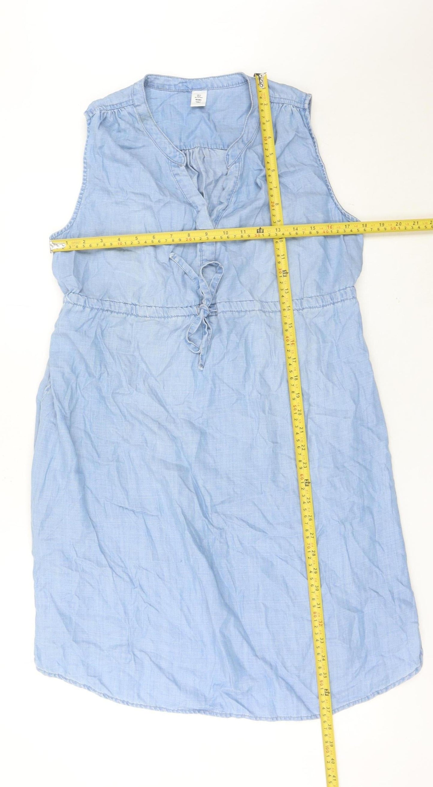 MAMA Women’s Blue Maternity Shirt Dress Sleeveless Size M