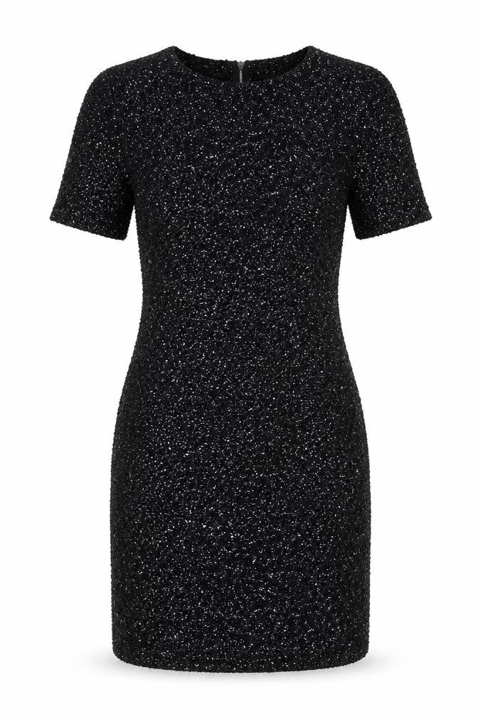 Oasis Women’s Black Sequin Sheath Short Sleeve Short Dress XS
