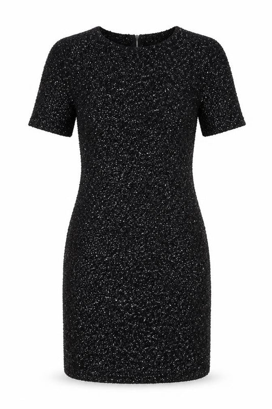 Oasis Women’s Black Sequin Sheath Short Sleeve Short Dress XS