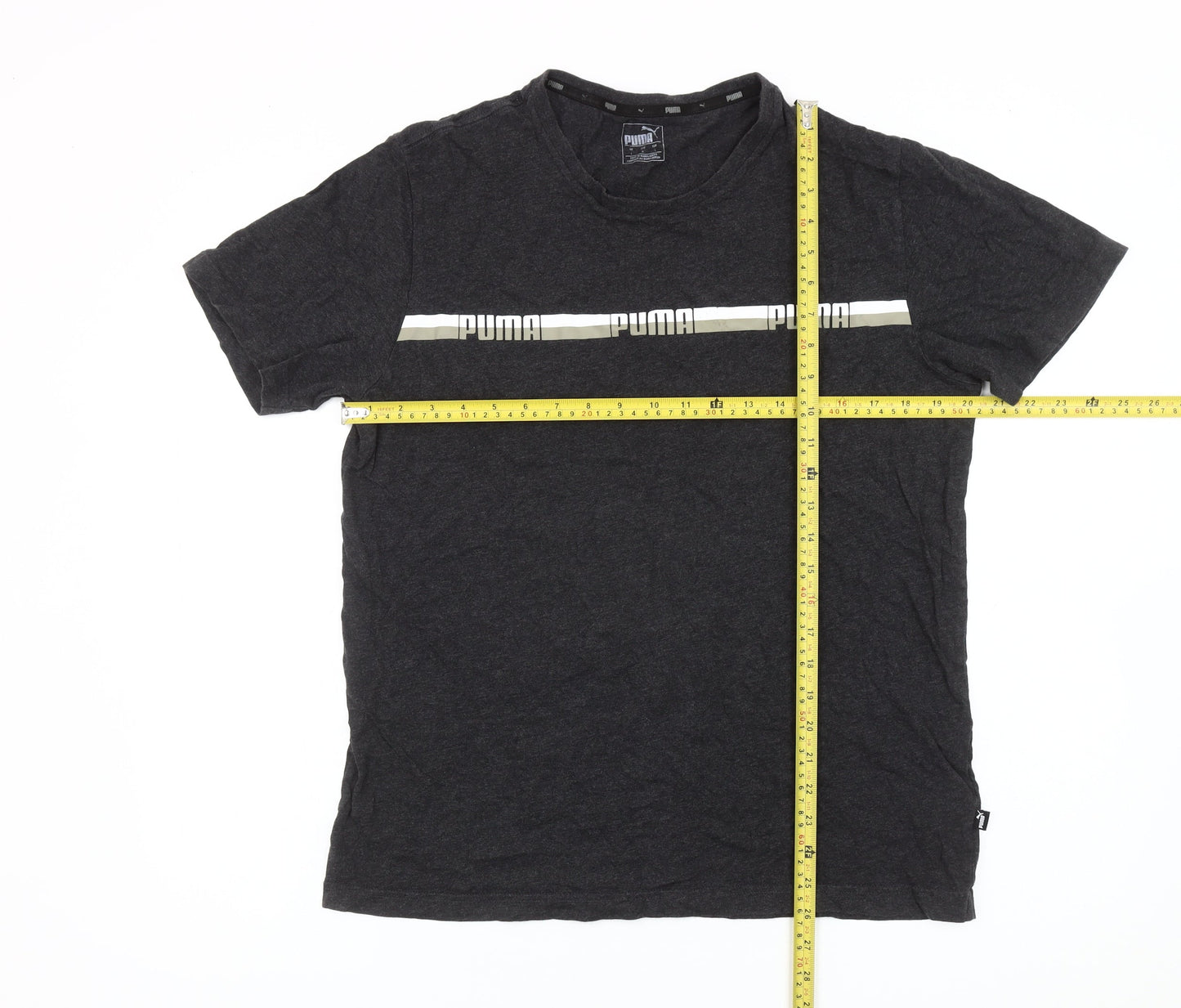 Puma Men’s Black Graphic Logo T-Shirt L Sports Casual