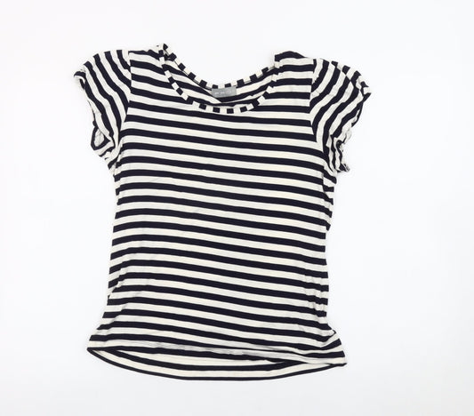 Marks and Spencer Women Black White Striped T-Shirt Size 12