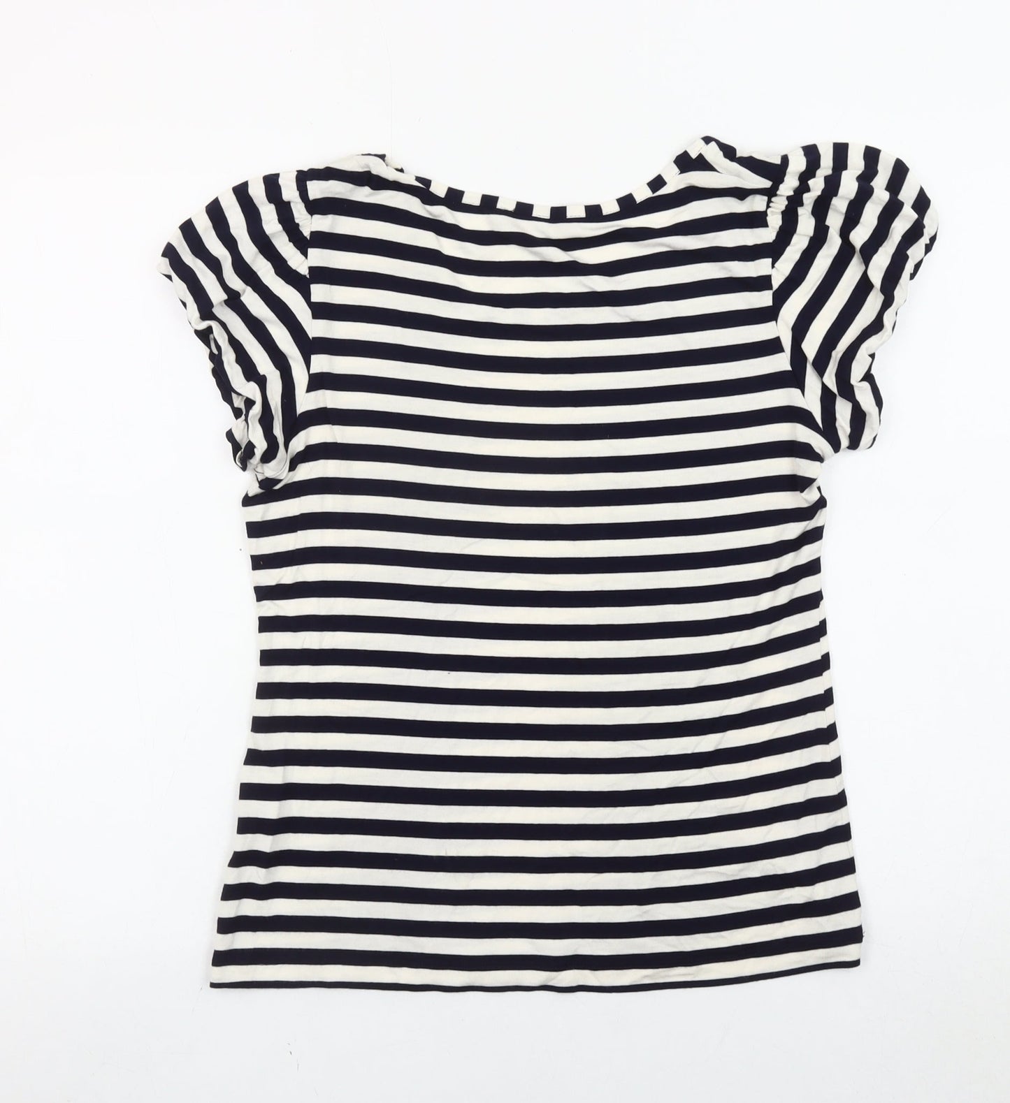 Marks and Spencer Women Black White Striped T-Shirt Size 12