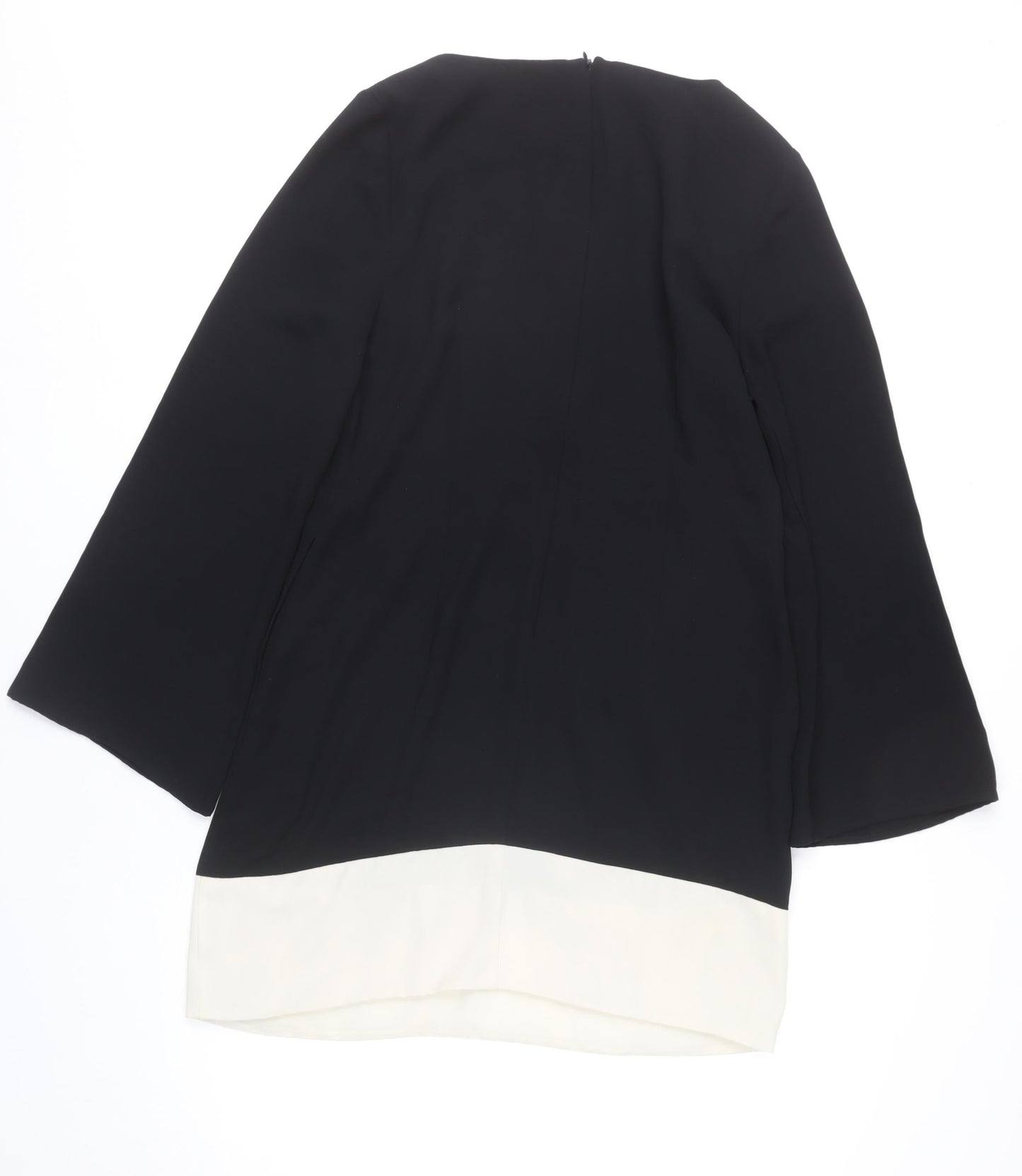Oasis Women’s Black White Shift Dress Size 14 Colourblock Long Sleeve