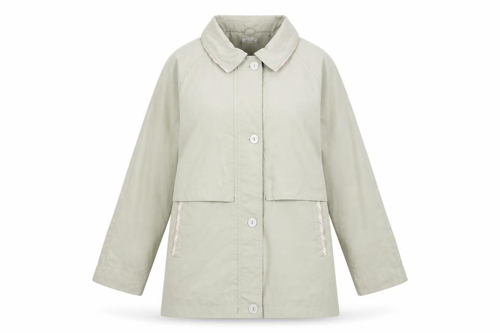 Damart Women’s Beige Mid-Length Rain Coat UK 12 Buttoned Pockets