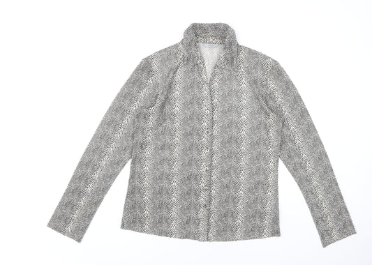 Marks and Spencer Womens Black Animal Print Button-Up Shirt UK 12