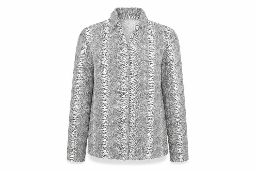 Marks & Spencer Womens Black Animal Print Button-Up Shirt UK 12