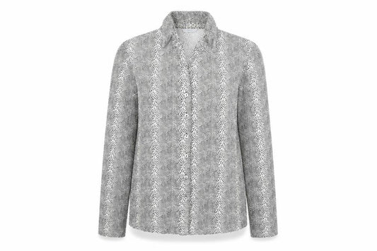Marks and Spencer Womens Black Animal Print Button-Up Shirt UK 12