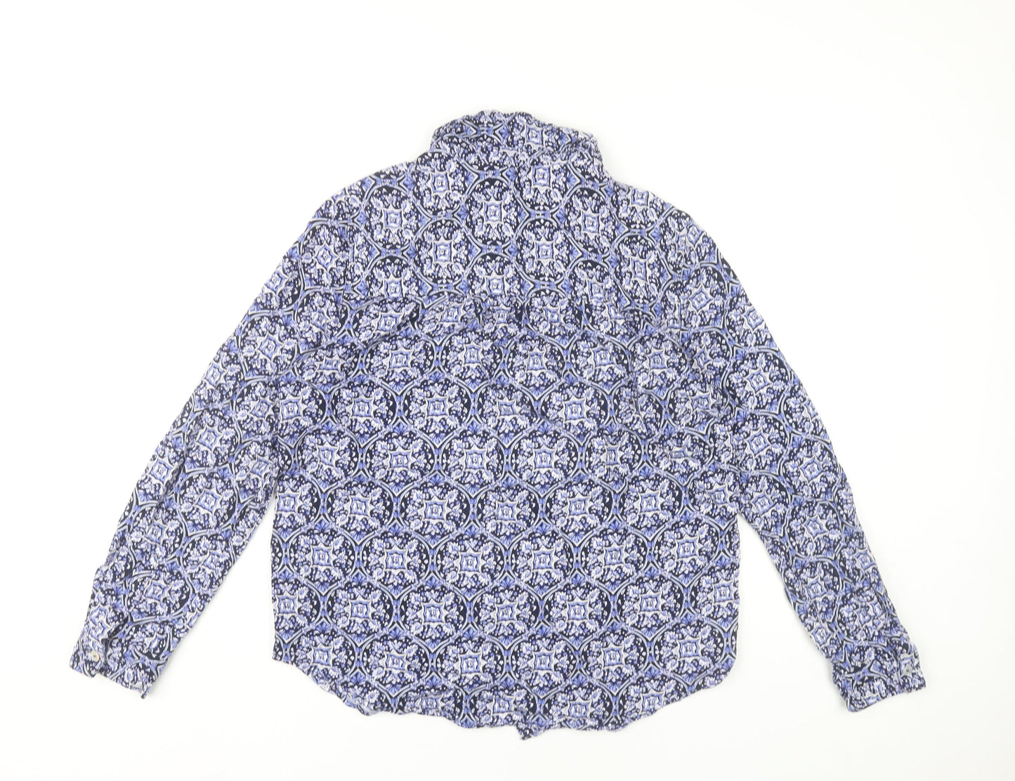 Marks and Spencer Womens Blue Geometric Button-Up Shirt Size 10