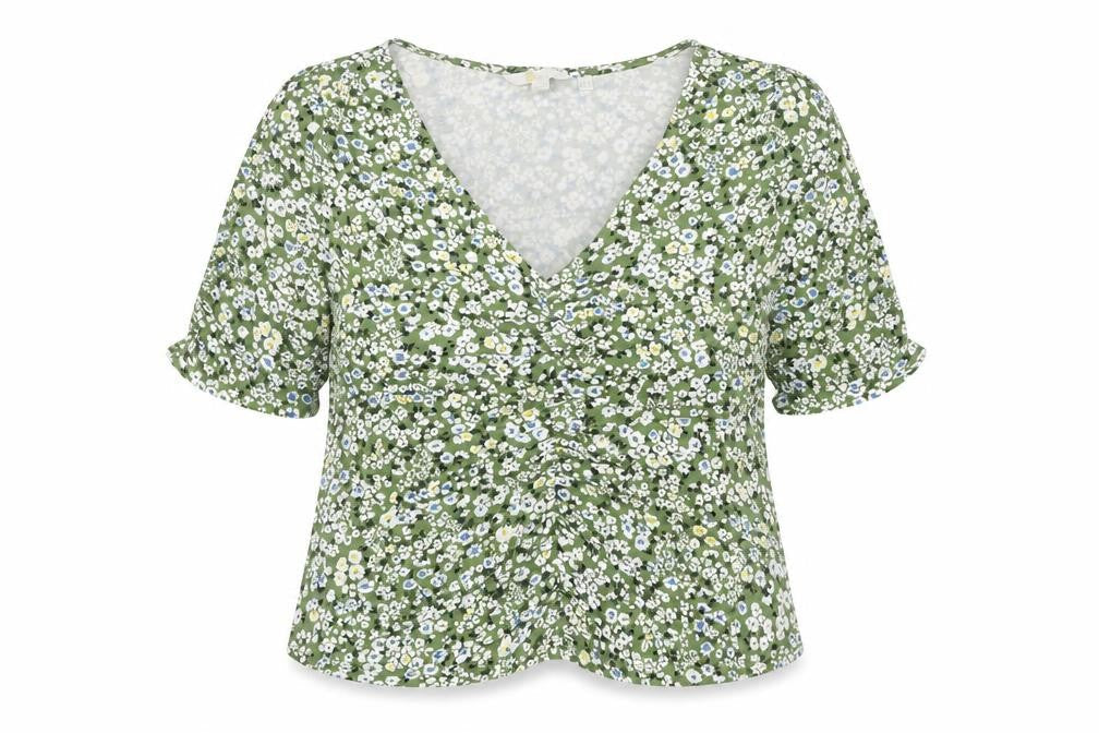 Boden Womens Green Floral Viscose Tunic Blouse Top UK 18 Short Sleeve