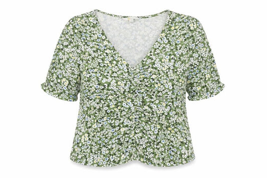 Boden Womens Green Floral Viscose Tunic Blouse Top UK 18 Short Sleeve