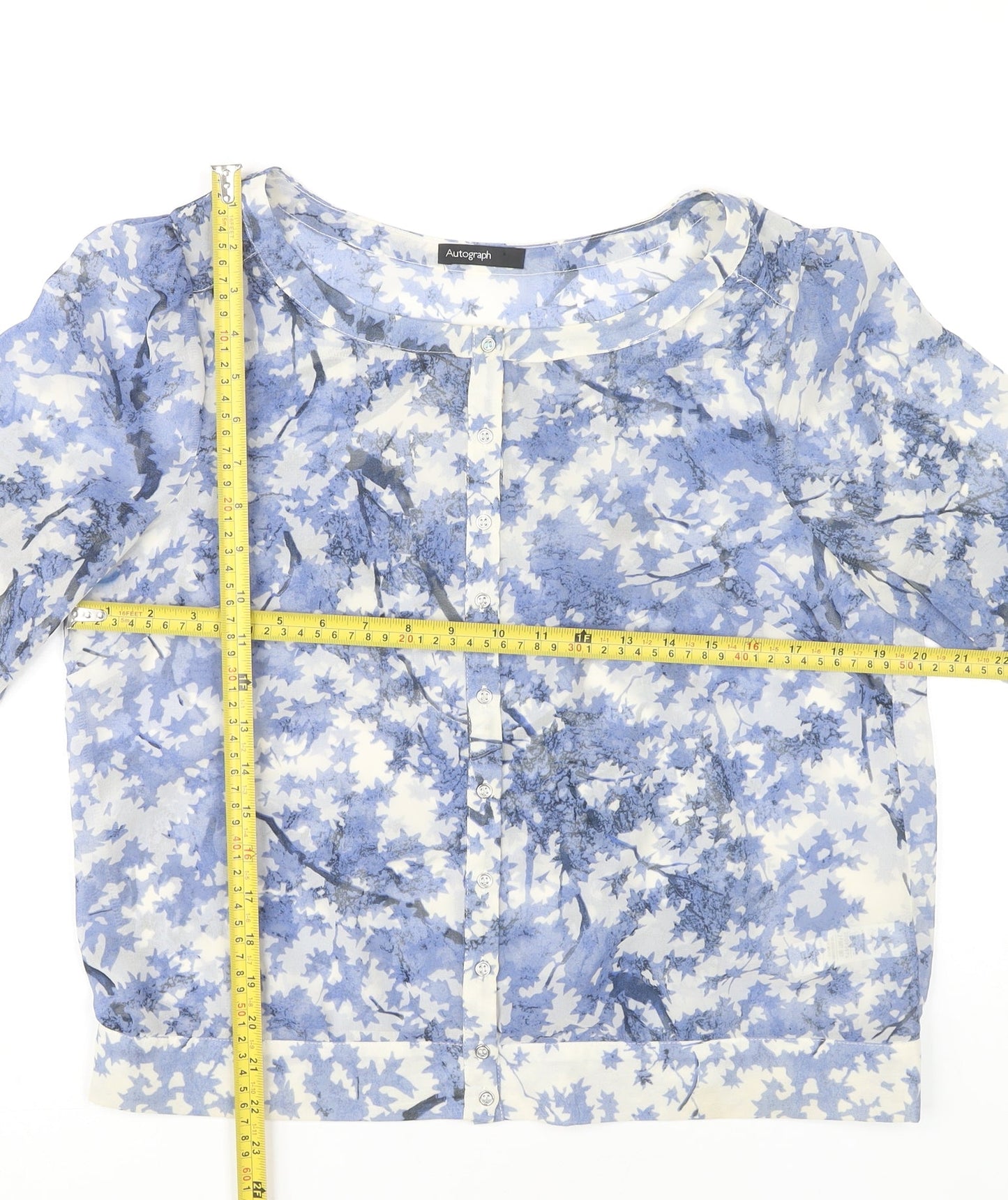 Marks and Spencer Women’s Blue Floral Chiffon Blouse UK 12