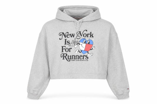 Tommy Jeans Womens Grey XL Cropped Hoodie New York Graphic Cotton