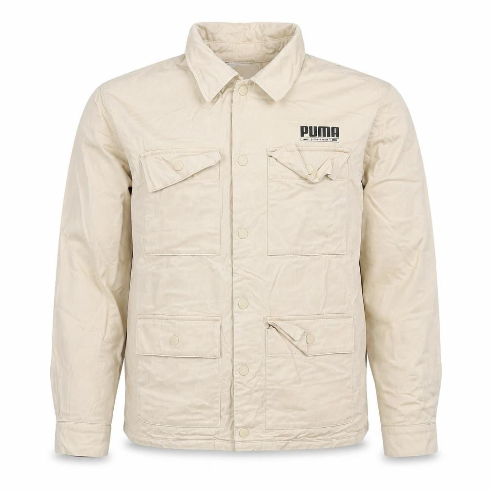 Puma Mens Beige Utility Jacket Size S Cotton Casual Sportswear