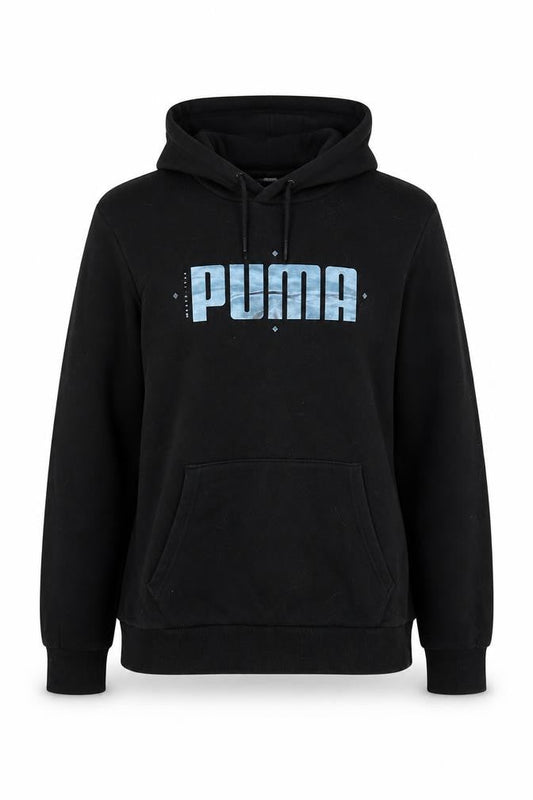 Puma Womens Black Pullover Hoodie Cotton Blend Sportswear Size S