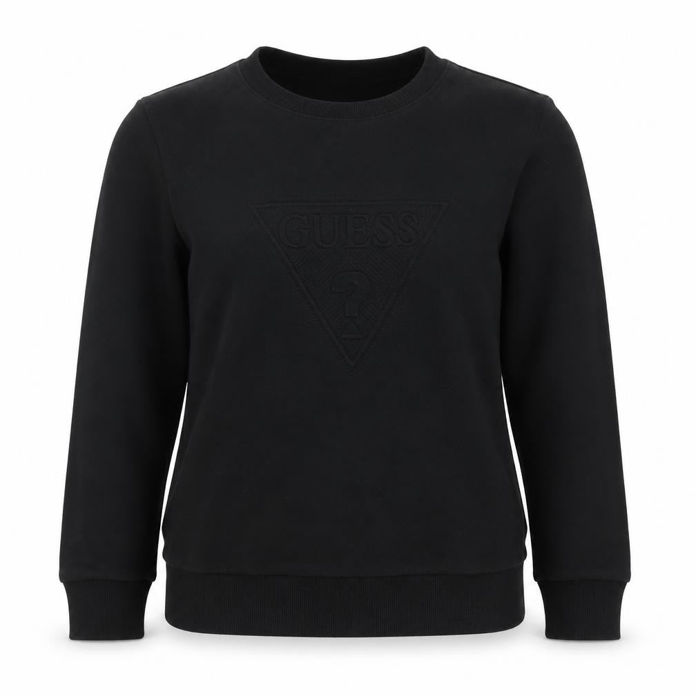 Guess Womens Black XS Pullover Sweatshirt Logo Crew Neck