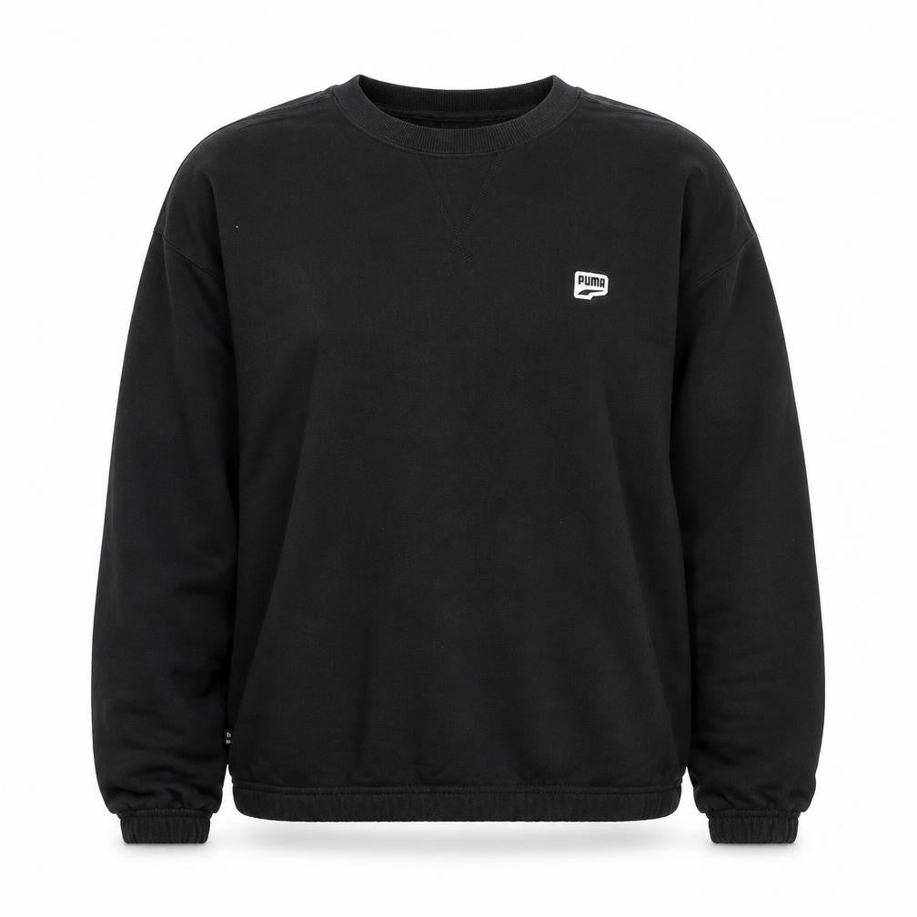 Puma Womens Black Cotton Sweatshirt M Pullover Crew Neck Logo