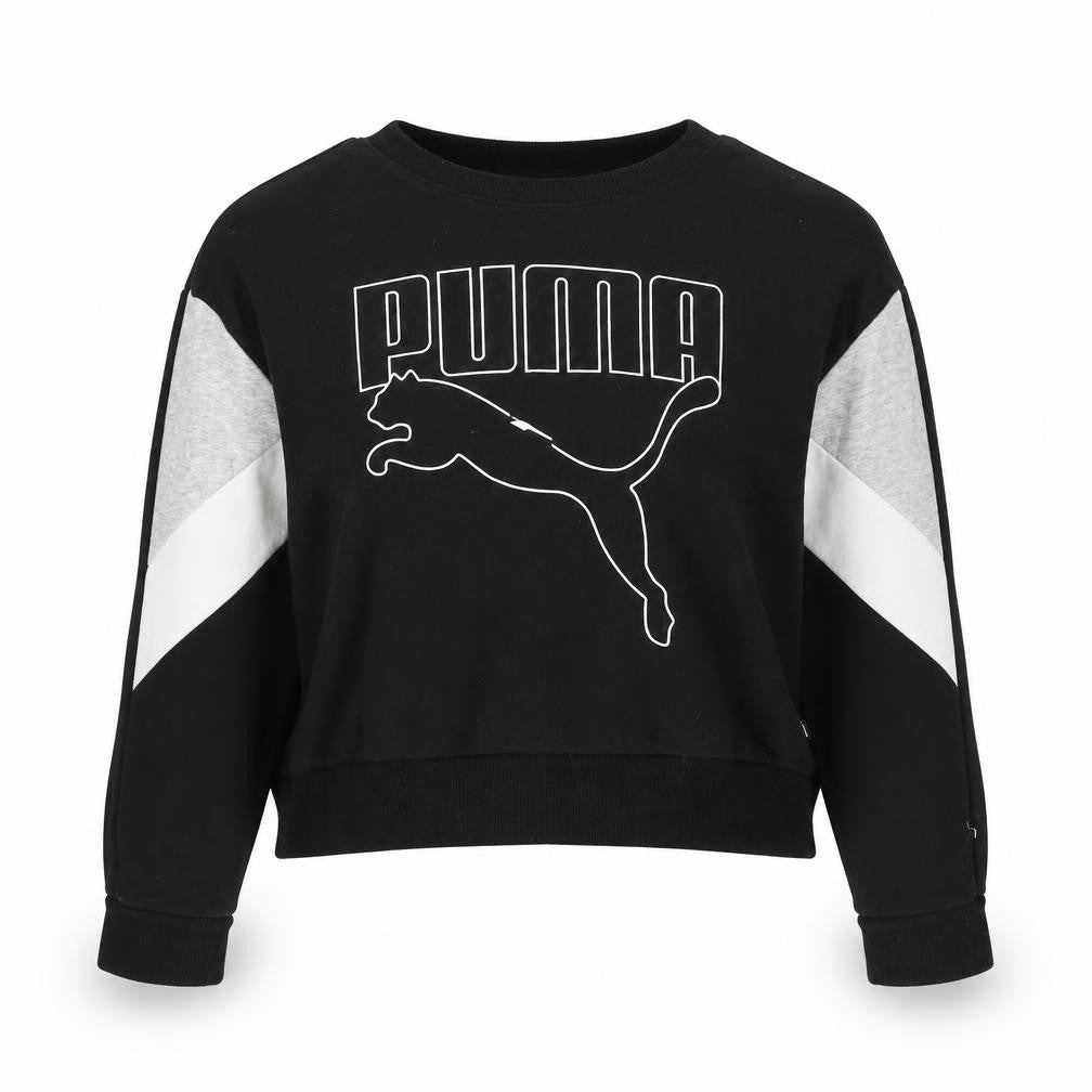 Puma Womens Black Sweatshirt M Pullover Logo Long Sleeve Sportswear