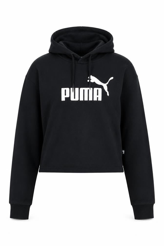 Puma Womens Black Small Pullover Hoodie Sweatshirt Logo Sportswear