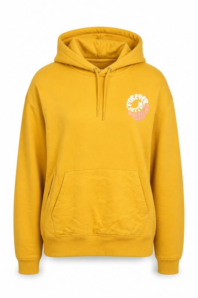 Puma Womens Yellow Pullover Hoodie XS Long Sleeve Cotton