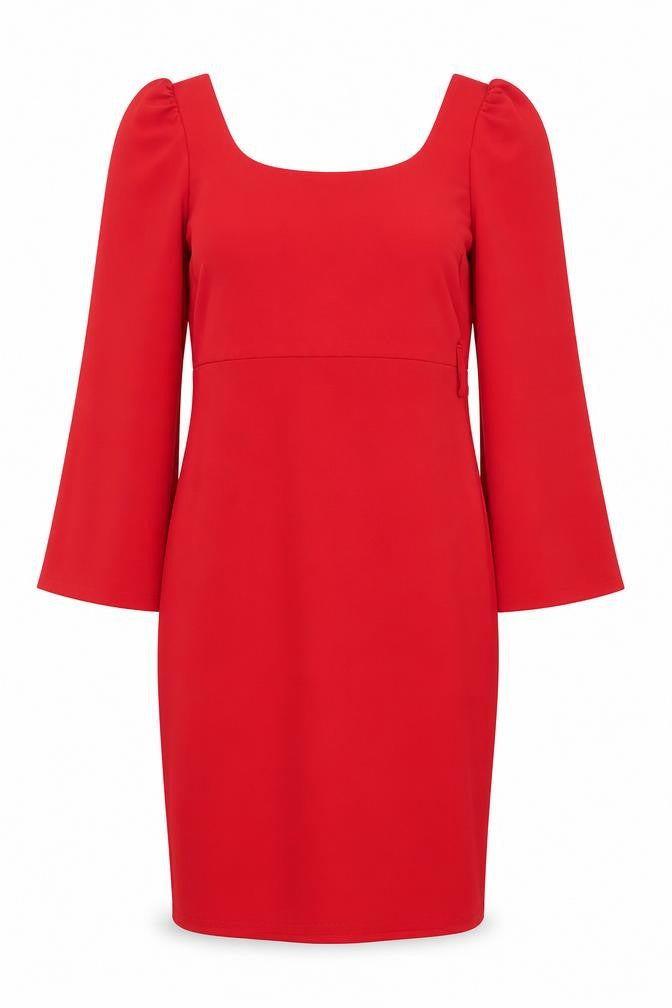 Quiz Women’s Red Bodycon Square Neck Puff Sleeve Dress Size 10
