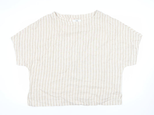 Marks and Spencer Women’s Beige Striped Linen Tunic Blouse Size 18