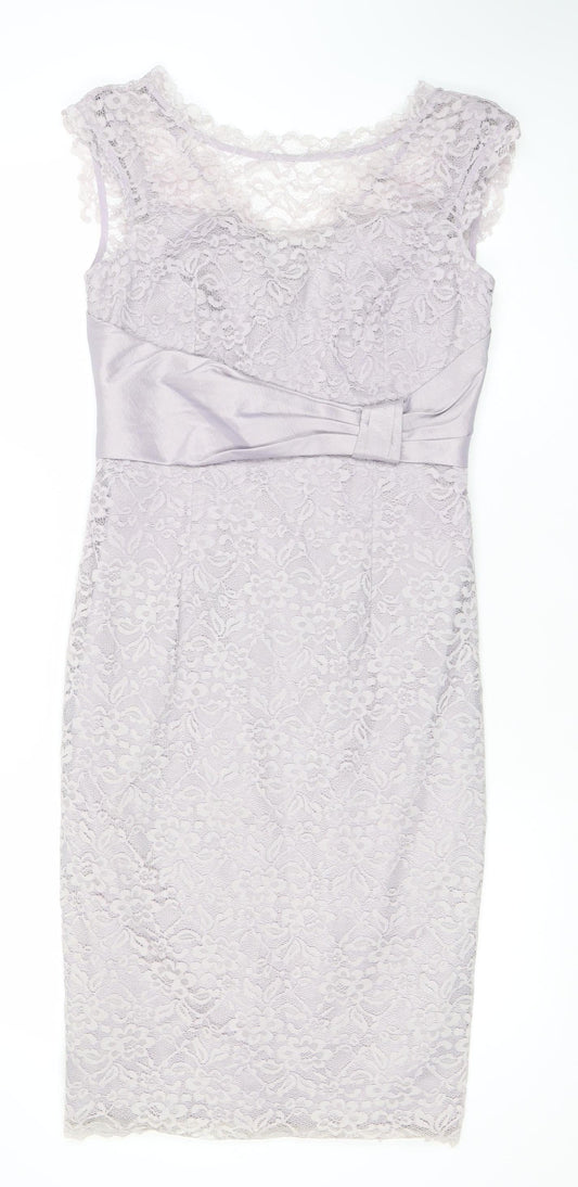 Ispritio Women’s Purple Lace Sheath Dress Size 10 V-Neck Cocktail