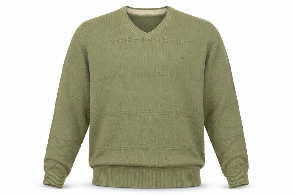 Maine New England Men’s Green Cotton V-Neck Pullover Jumper M
