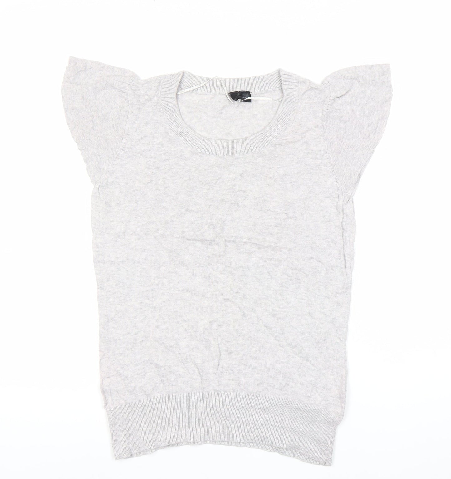 Divided Women’s Grey Size 14 Cotton Scoop Neck Flutter Sleeve T-Shirt