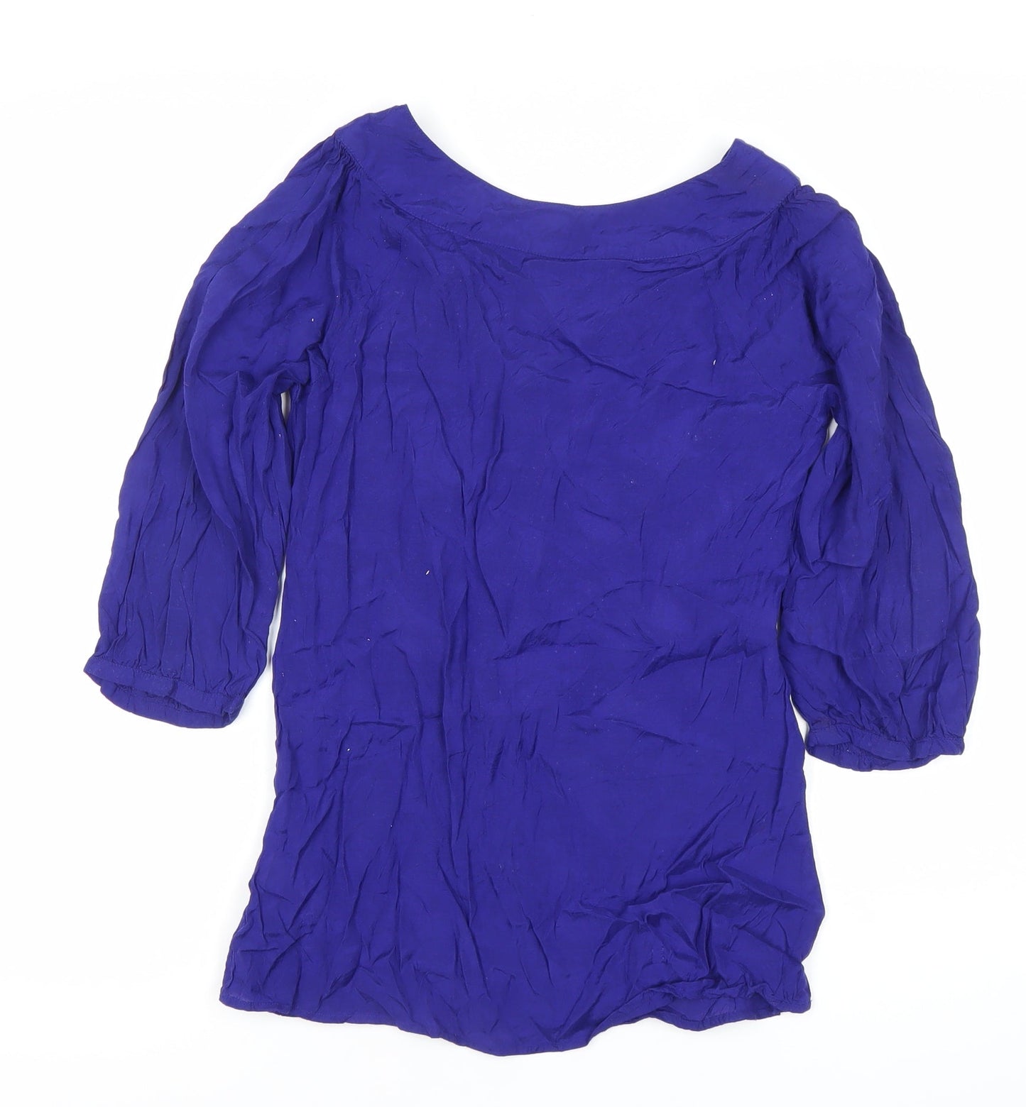 Red Herring Women’s Blue Beaded Tunic Blouse Size 8 Scoop Neck
