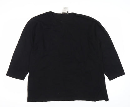 Close-up detail of Jaeger Men’s Black Wool Viscose jumper M 3/4 Sleeve