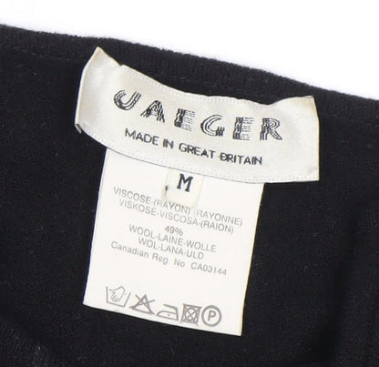 Brand and care label for Jaeger Men’s Black Wool Viscose jumper M 3/4 Sleeve