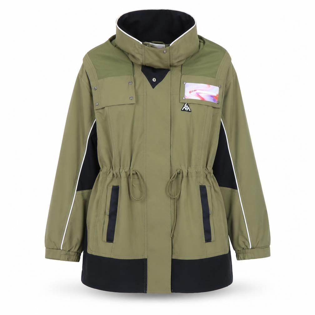 Li-Ning Womens Green Hooded Anorak Jacket Size S Mid-Length Outdoor