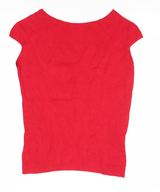 Marks and Spencer Women’s Red Knit Boat Neck Blouse Size 14