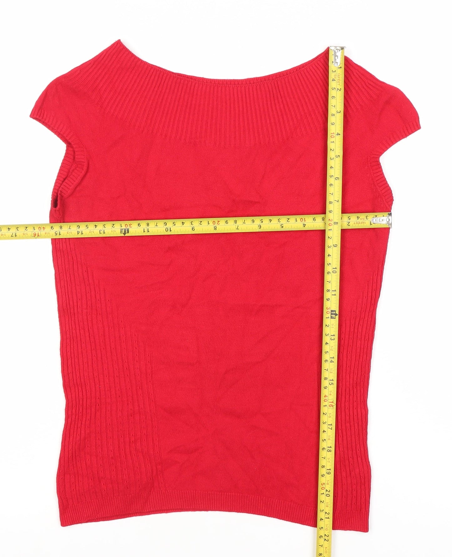 Marks and Spencer Women’s Red Knit Boat Neck Blouse Size 14