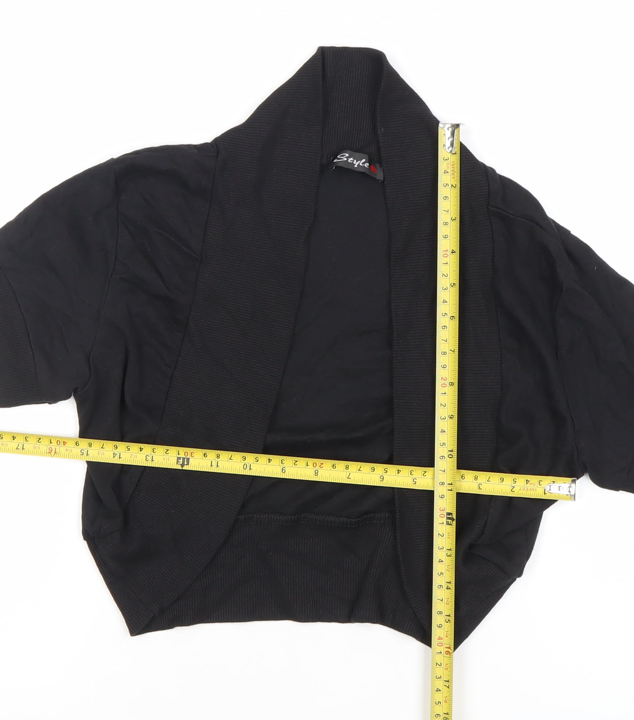 Style Women’s Black Cotton Short Sleeve Cardigan UK 16