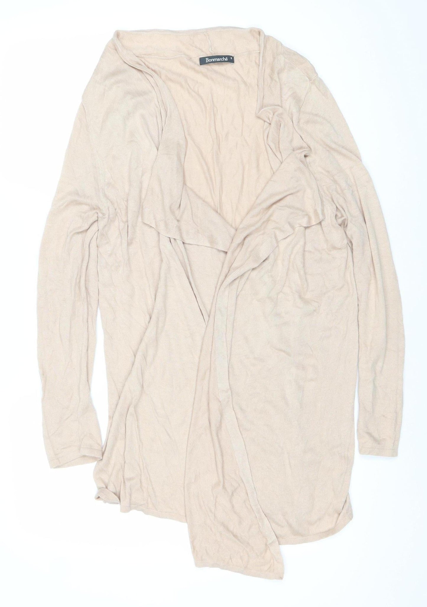 Bonmarché Women’s Beige Knit Open Front Long Sleeve Cardigan Size S