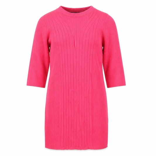 Marks and Spencer Womens Pink Tunic Top S 3/4 Sleeve Knit High Neck