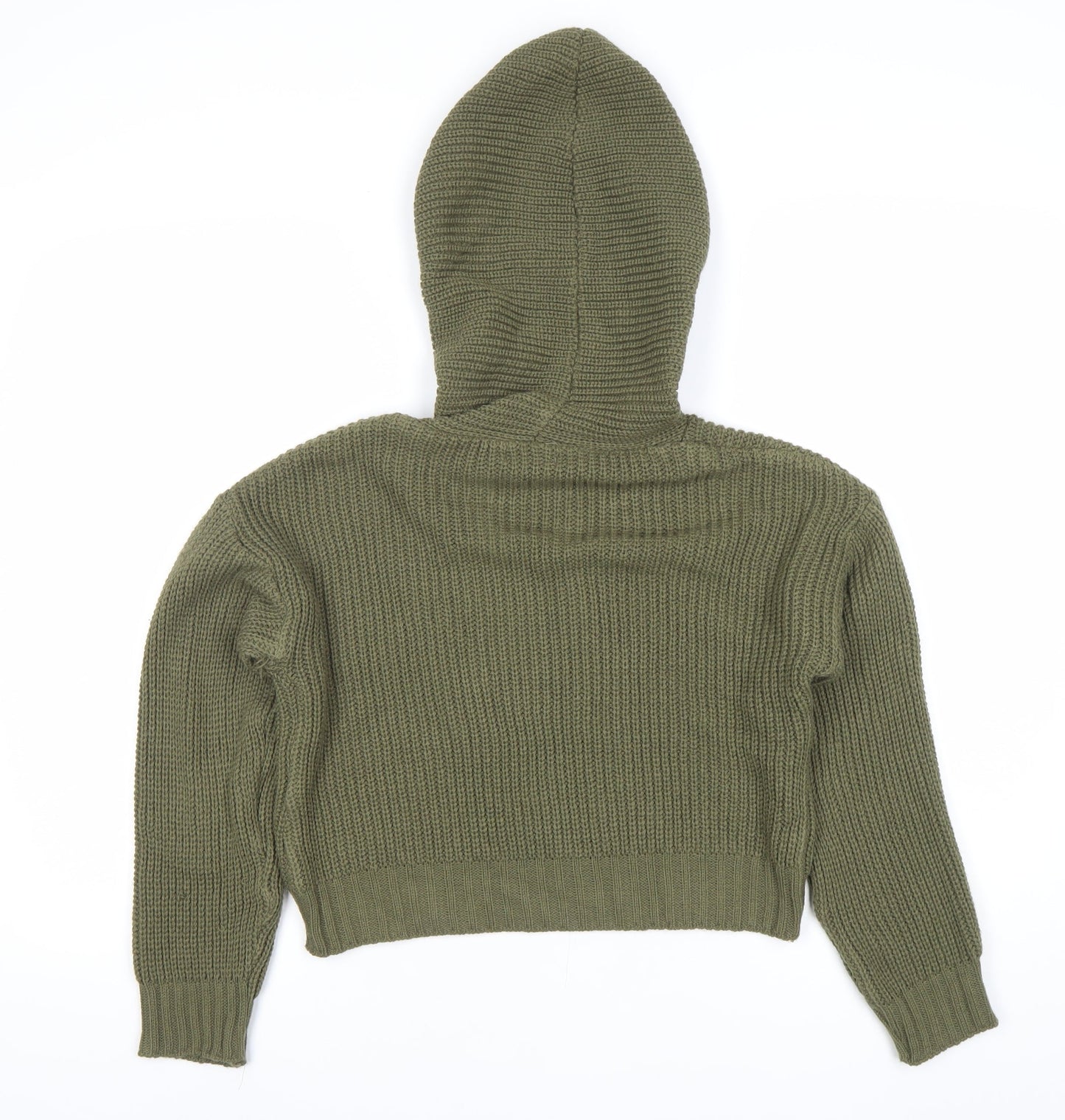 Select Womens Green Hooded Chunky Knit Pullover Jumper Size S