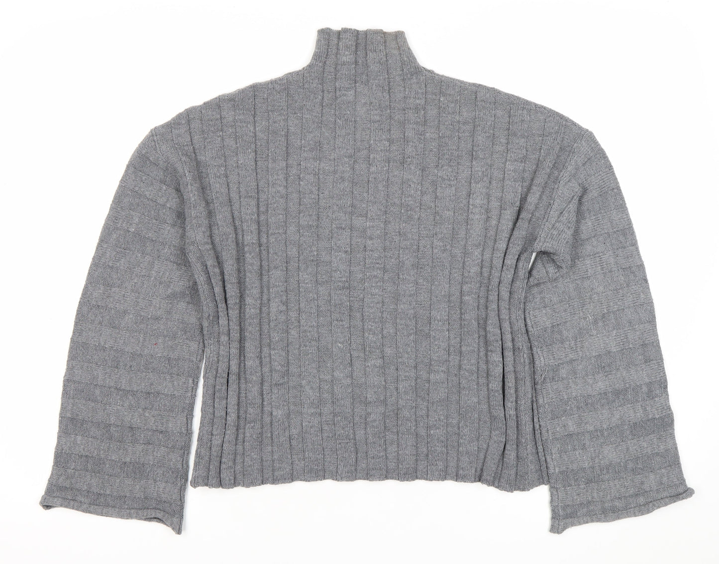 Missguided Women's Grey Wool Blend Ribbed Pullover Jumper Size 8