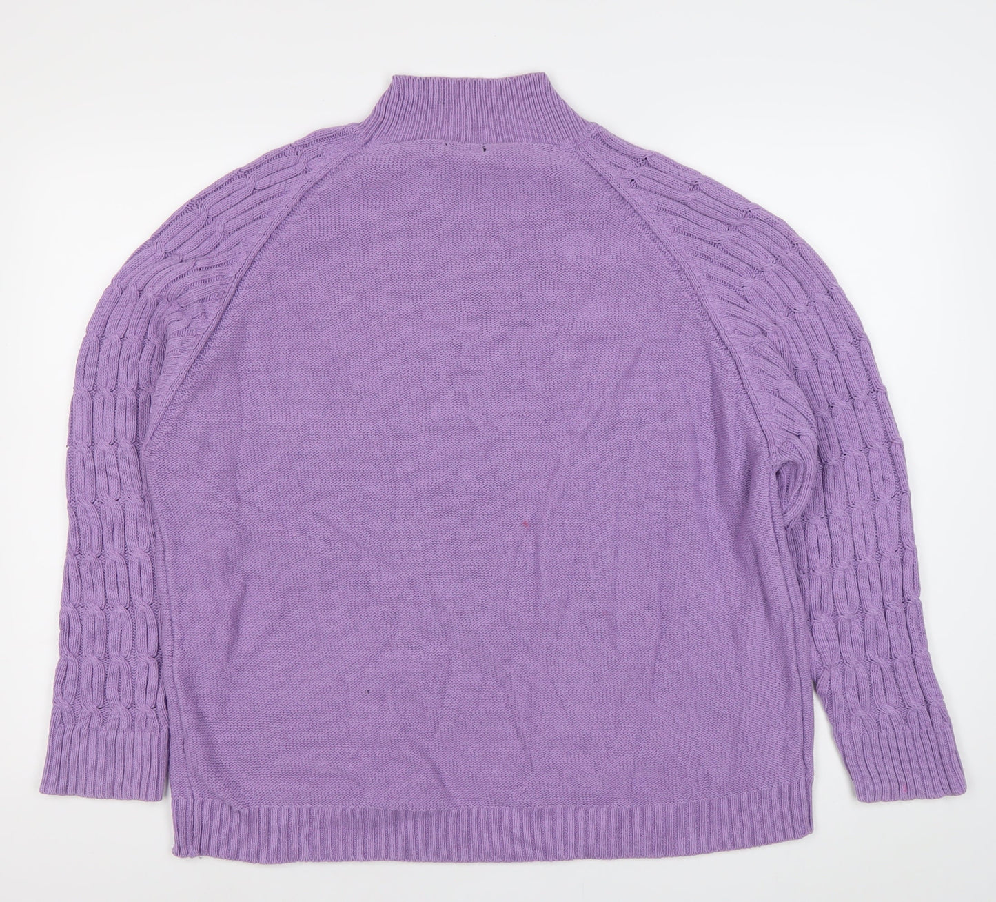 Boohoo Womens Purple XL Cable-Knit Mock Neck Jumper