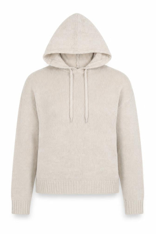 H&M Women’s Beige Hooded Knit Pullover Jumper XS Relaxed Fit
