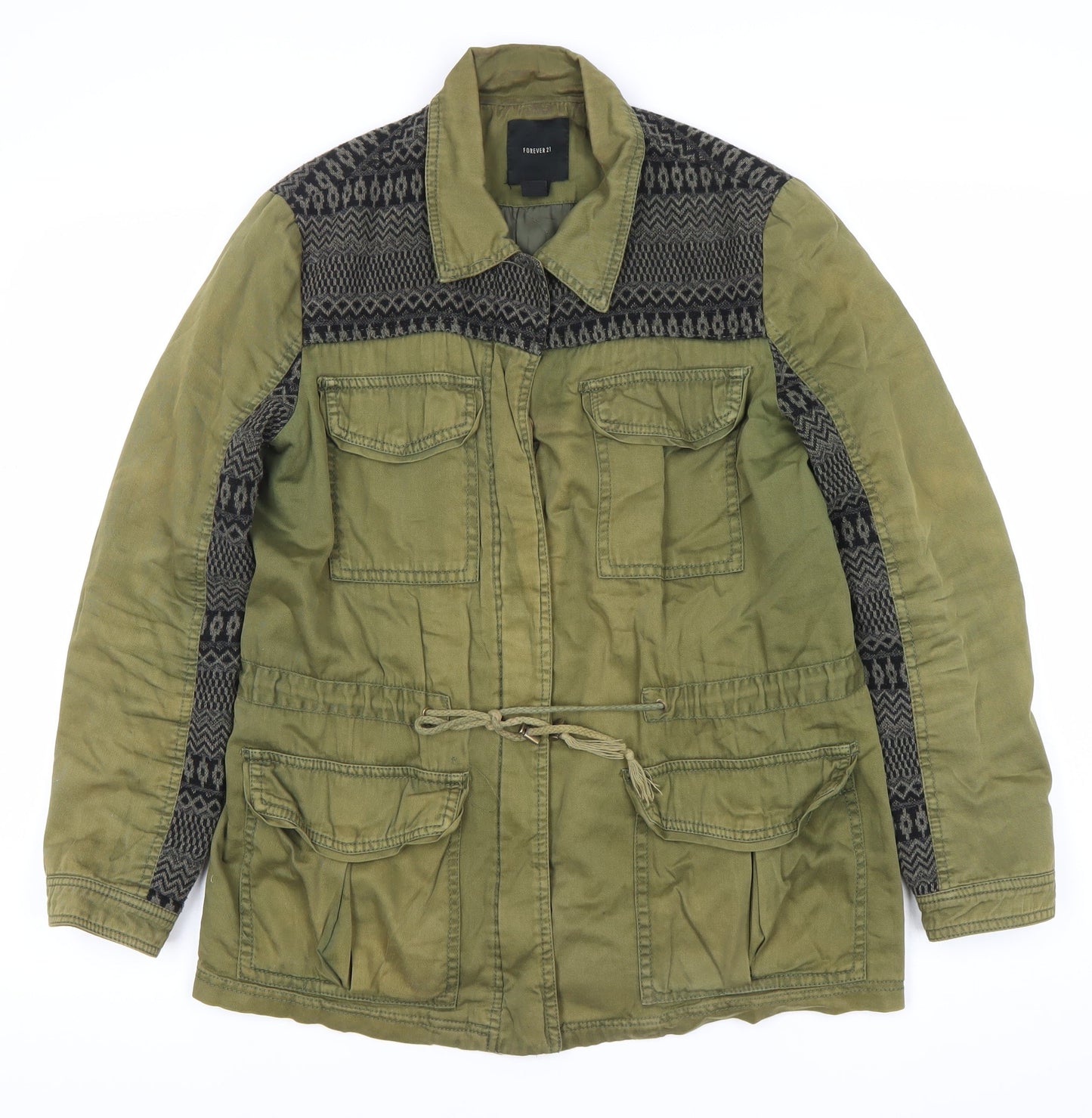 Forever 21 Women’s Green Military Jacket Size 12 Cotton Blend