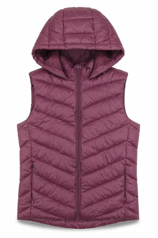 Primark Women’s Purple XS Hooded Quilted Puffer Waistcoat